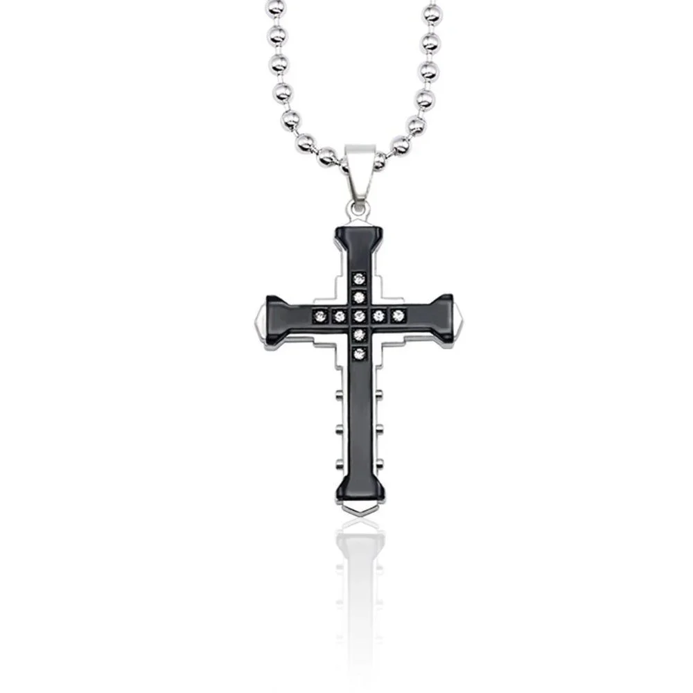 ❤️Fashion cross charm Jesus Rhinestone Pendant Necklace for women/menN90201P132